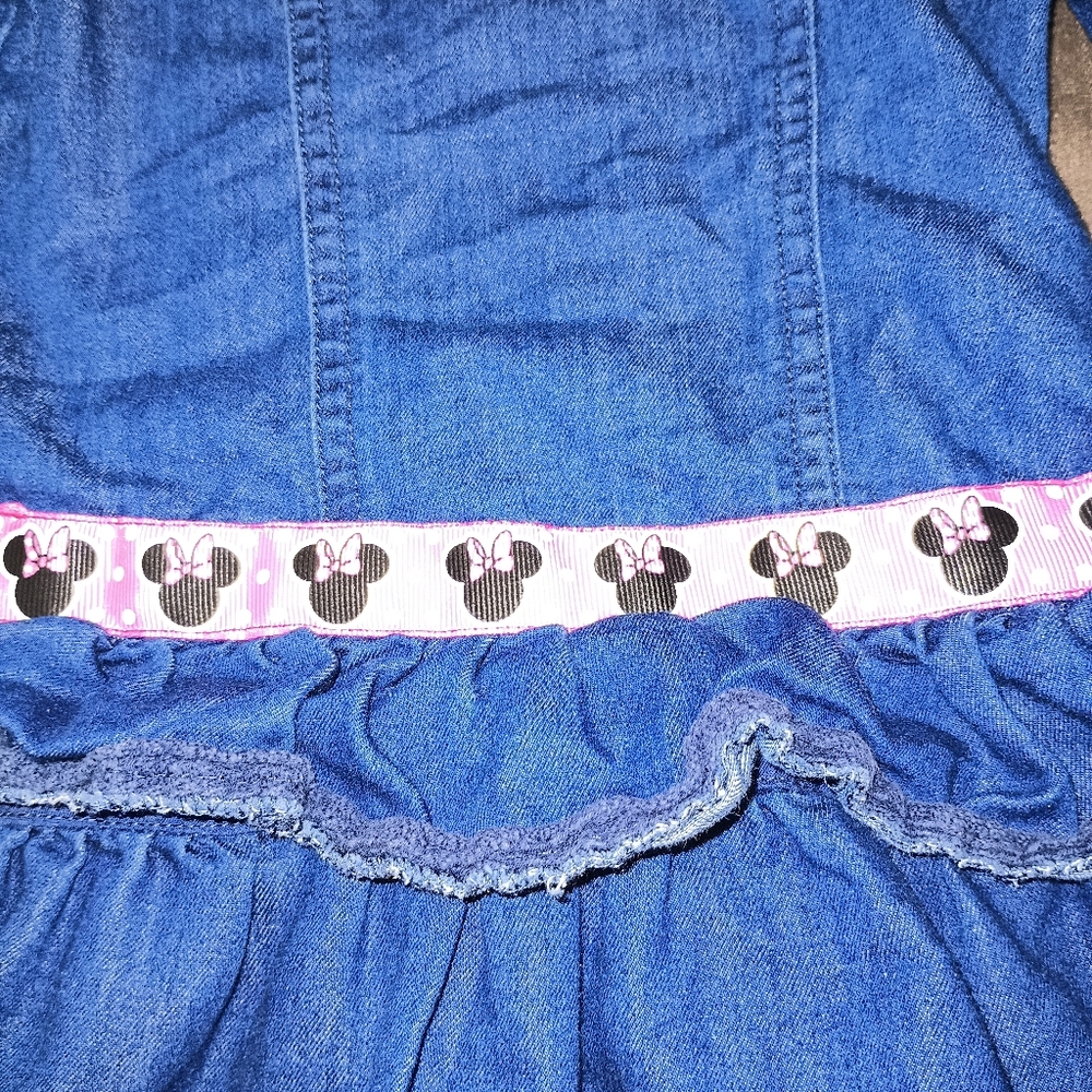 Kids Calvin Klein Jeans Blue Denim Minnie Mouse Dress 12M - Picture 9 of 10